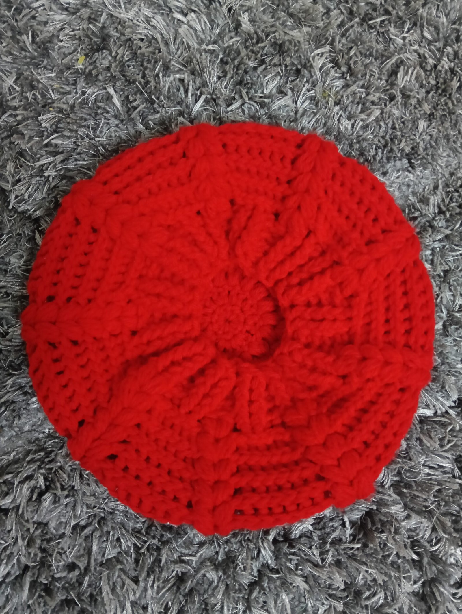 Crimson Artisan Crochet Beret - Image 3